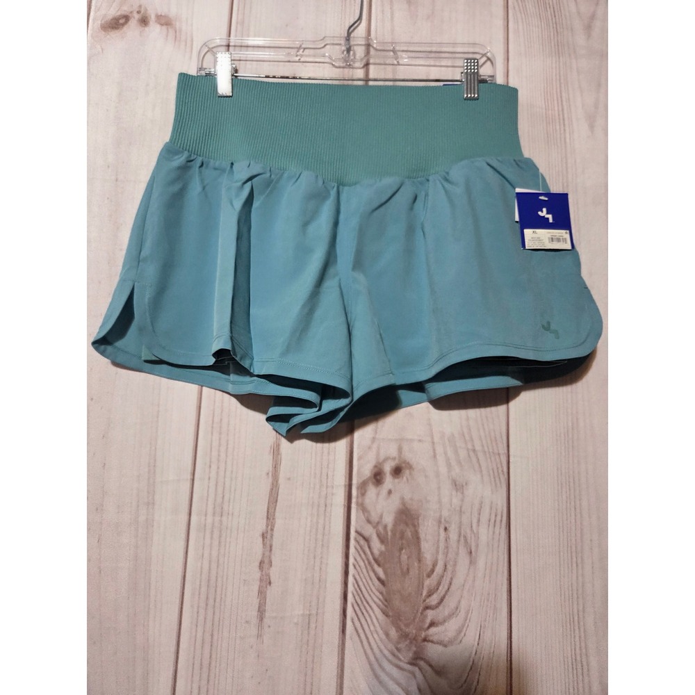 JoyLab Womens High-Rise‎ Athletic Shorts Teal XL Built-In Briefs Running Workout